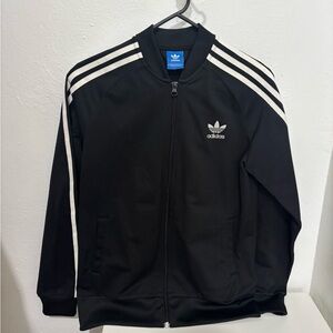 Adidas Black Bomber Jacket with White Stripes